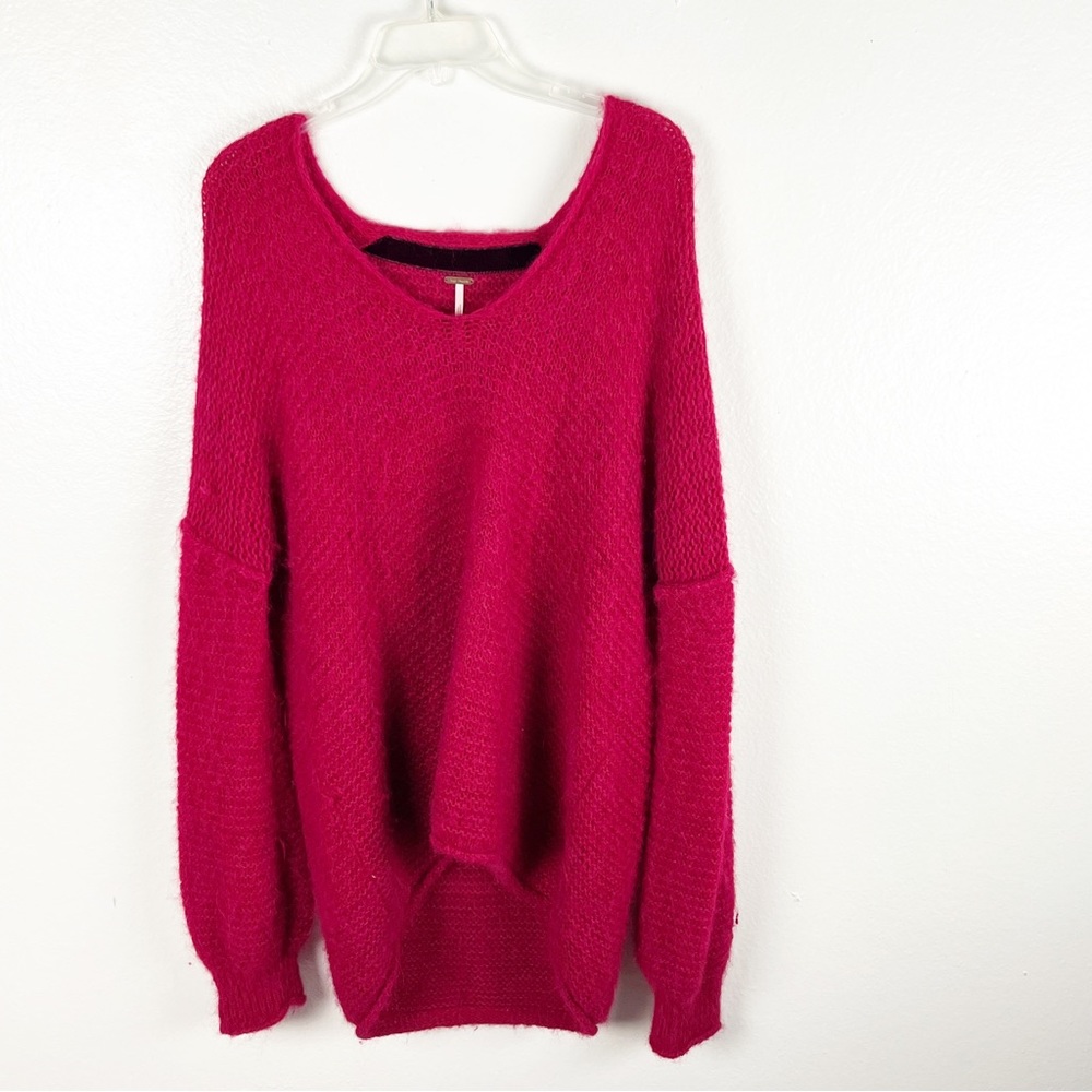 FREE PEOPLE All Mine Alpaca Blend V-Neck Drop Shoulder Sweater Small Boho Casual